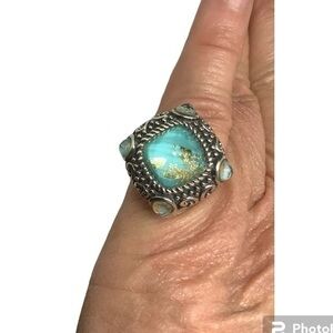 Sterling silver natural blue turquoise ring